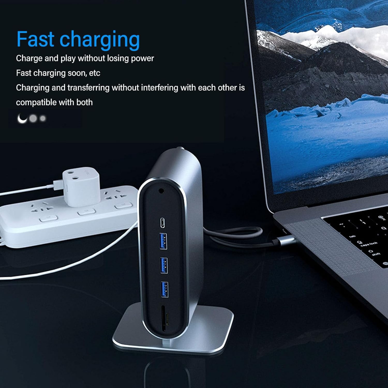 Vertical USB C Docking Station with HDMI 4K, VGA, 100W PD 3.0, USB 3.0, Ethernet 100GB, SD TF, USB A, Audio Port, USB C 4K Display Docking Station for MacBookPro