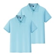 thumbnail image 3 of 2PC Polo Shirts Kids School Uniform Relaxed Fit Back To School Short Sleeve Button-Up Tee Shirts Comfort Solid Color Pullover for Boys & Girls Light Blue 9-10 Years, 3 of 7