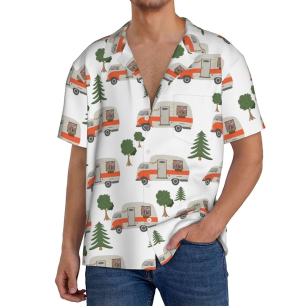 Balery Camp Van Camisa Casual de Manga Corta con Botones para Hombre, Texturizada, Estilo Cubano, para Playa, Verano-3X-Large