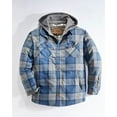 thumbnail image 4 of Venado Men's Quilt Lined Flannel Shirt Jacket with Hood - Reflective Winter Coat for Men (Vintage Blue, Large), 4 of 4