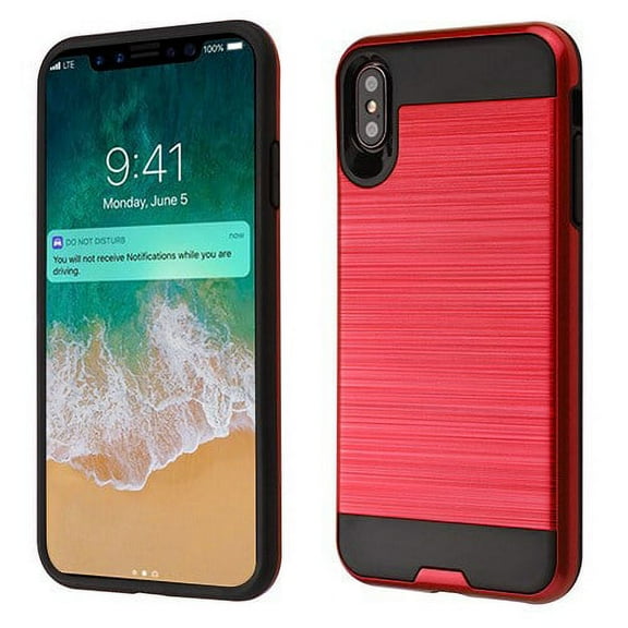 Apple iPhone Xs Max (6.5 inch) - Phone Case Protective Shockproof Brushed Hybrid Rubber Rugged Cover Red Slim Phone Case for Apple iPhone Xs Max