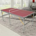 thumbnail image 4 of DOUBLE FISH 6ft Mid-Size Foldable Portable Ping Pong Table Indoor Outdoor Game Set with Net 2 Paddles 3 Balls red color, 4 of 10
