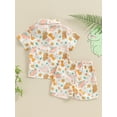 thumbnail image 5 of FEORJGP Kids Toddler Boys Summer 2PCS Outfits 0 6M 12M 18M 2T 3T Infant Baby Short Sleeve Shirts Dinosaur Print T-Shirts Button Up Tops and Shorts Setute Clothes for Beachwear Vacation Daily, 5 of 8