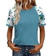 thumbnail image 1 of Hauts à Manches Courtes pour Femmes Manches Raglan Décontractées Épaules Dénudées Imprimé Polyester Col Rond, 1 of 8
