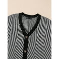 thumbnail image 4 of Women'S Casual Open Front Long Sleeve Chunky Knit Striped Cardigan Sweaters Outerwear Coats Black XXL, 4 of 8
