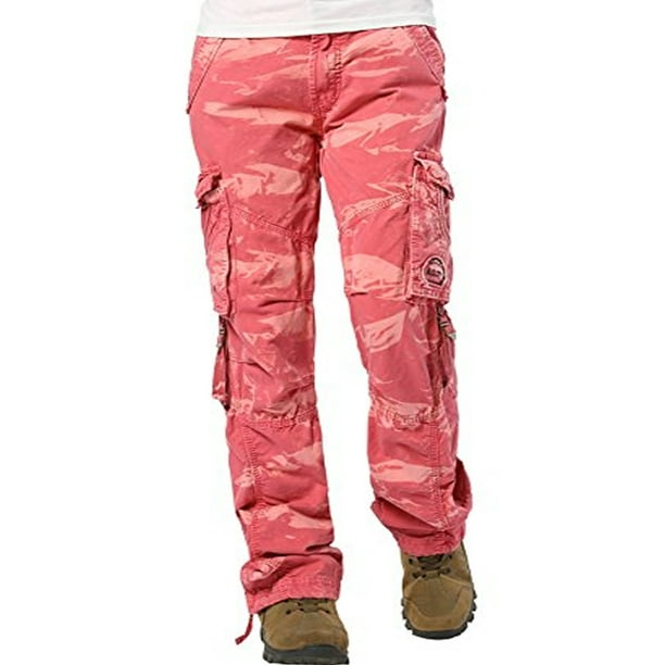 Skylinewears Women's Casual Cargo Pants Solid Cotton Military Army