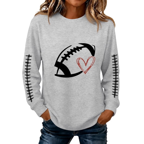 Game Day Shirts Women, 2026 Football Mom Sweatshirts Fall Cute Trendy Graphic Pullover Long Sleeve Gameday Outfits,XL