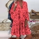 thumbnail image 1 of WILLBEST Vestidos con Curvas para Mujer Vestido Mini Holgado de Talla Grande con Estampado de Manga Larga y Cuello En V con Botones para Mujer Extra Grande, 1 of 3