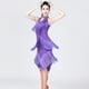 thumbnail image 2 of Vestido de baile latino con lentejuelas para mujer: flecos irregulares, traje de escenario, cintura elástica, 2 of 5