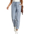 thumbnail image 2 of Womens Striped Pants Summer Casual High Waisted Drawstring Beach Pant Tapered Trousers with Pockets, 2 of 5
