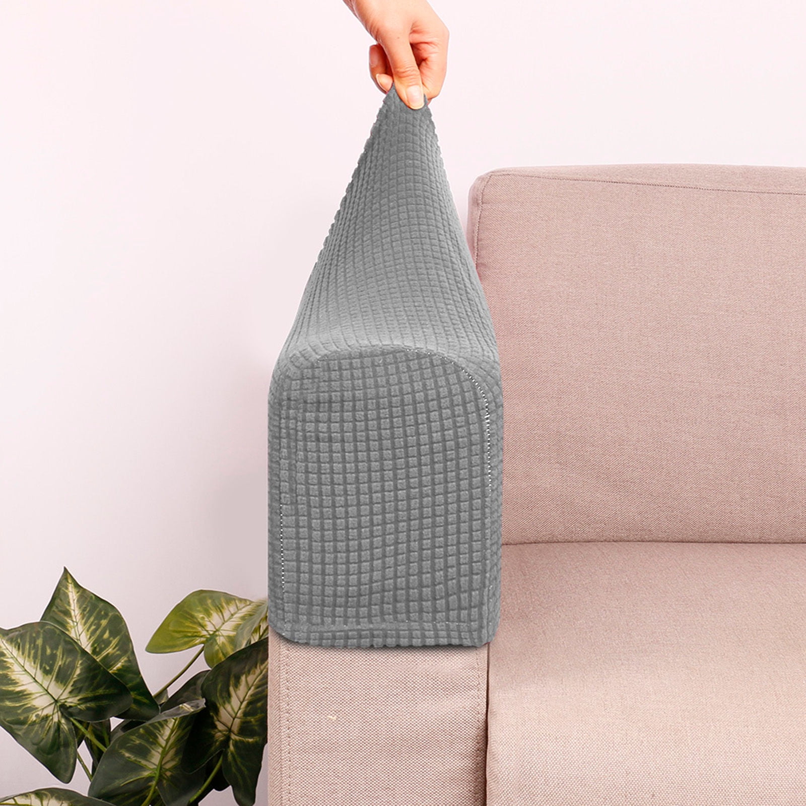 Stretch Armrest Covers, Anti-Slip Couch Arm Cover Washable Armchair Slipcover for Recliner Sofa Sofa Arm Protector Furniture Protector for Pets-Light gray-4 pcs