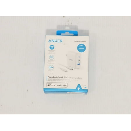 UPC: 0848061044874 | Anker PowerPort Classic PD 2 w/ 3  Charging Cable B2701 White BRAND NEW