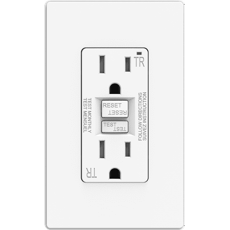 Hyper Tough 15 Amp Tamper Resistant White GFCI Outlet, Self-Testing, Impact Resistant, Easy Installation