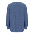 thumbnail image 4 of SEAOPEN Womens Puff Short Sleeve Sweater Crew Neck Pullover Tops Ribbed Knit Sweater Blouse under $10.00 Blue,M, 4 of 5