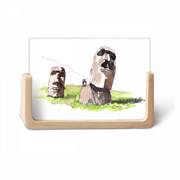 Moai Statues In Easter Island Photo Wooden Photo Frame Tabletop Display