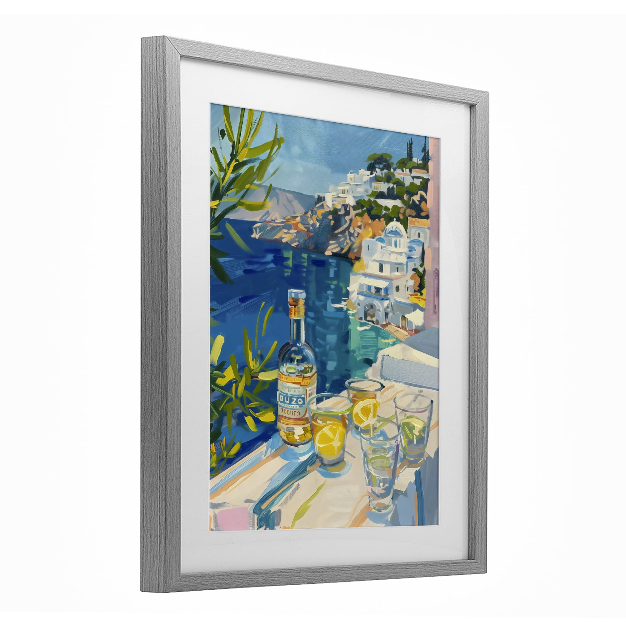 Stupell Industries Drink By The Sea Balcony Gray Framed Print Under Glass, design by The Prints Vibe