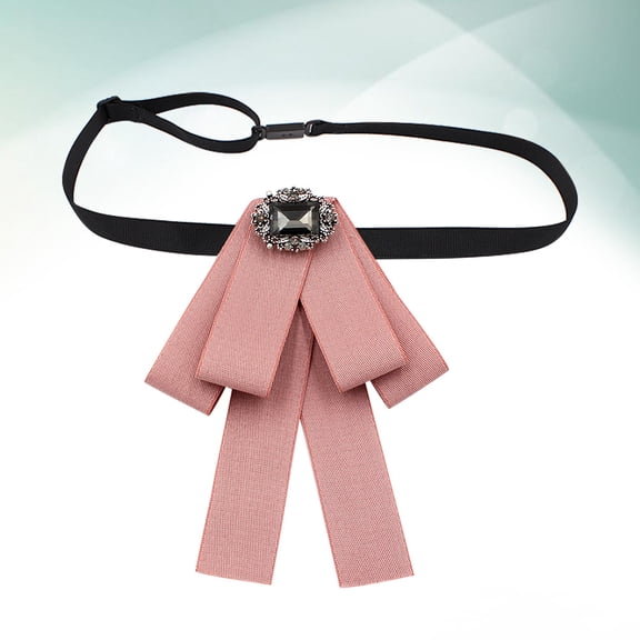 WEUVEB 1 Pack Pink Floral Bow Tie Pre-Shaped Cloth Accessory for Women Elegant Wedding and Party Attire