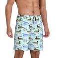 thumbnail image 2 of Pofeuu Mallard Duck Of Lotus Flowers Print Men's Soft Woven Elastic Waistband Sleep Pajama Short-3X-Large, 2 of 6