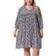 thumbnail image 1 of Vestido de Verano de Talla Grande para Mujeres con Cordón en el Escote en V, Vestidos Midi Fluidos 1X Azul Marino, 1 of 6
