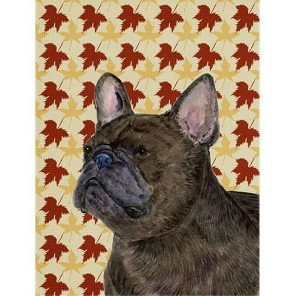 15 x 15 in. French Bulldog Fall Leaves Portrait Flag Garden Size
