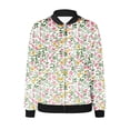 thumbnail image 4 of Ftwytp Jackets for Women Casual Long Sleeve Lightweight Bomber Jacket Classic Vintage Coat Full Zip Up Ribbed Collar Outwear Boho Floral Print Jackets, 4 of 5