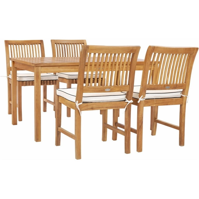 Chic Teak Bermuda 5 Piece Teak Wood Patio Dining Set with Side Chairs