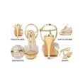 thumbnail image 4 of BLISSFUL STEP Rhinestone T Strap Heel Platform Stiletto High Heels Sandals for Women Gold (Size 9), 4 of 7