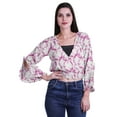 thumbnail image 1 of Moomaya Haut Court Imprimé pour Femmes Style Enveloppant Manches Longues à Volants Blouse d'Été Décontractée, 1 of 5
