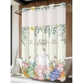 thumbnail image 2 of No Hook Shower Curtain with Snap-in Liner, Easter Waterproof Fabric Bathroom Curtains, Spring Rabbit Ears Foot Colorful Eggs Leaf Floral Bath Curtains & Mesh Top Window Stall 48"x72", 2 of 9