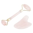 thumbnail image 4 of Kit de herramientas de masaje facial con placa de desguace y rodillo de piedra de Jade de cuarzo rosa de doble cabeza Natural, 4 of 10
