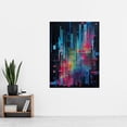 thumbnail image 2 of Modern Abstract Geometric Neon Lines Cityscape Painting Extra Large XL Wall Art Poster Print, 2 of 3