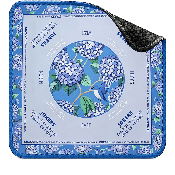 BESTSKY Mini Mahjong Learning Mat(21“X21“)For Travel Mahjong Tile Set,Anti-Slip,Noise-Reducing Mahjong Mat for Table,Board Games,Tile Games and Cards