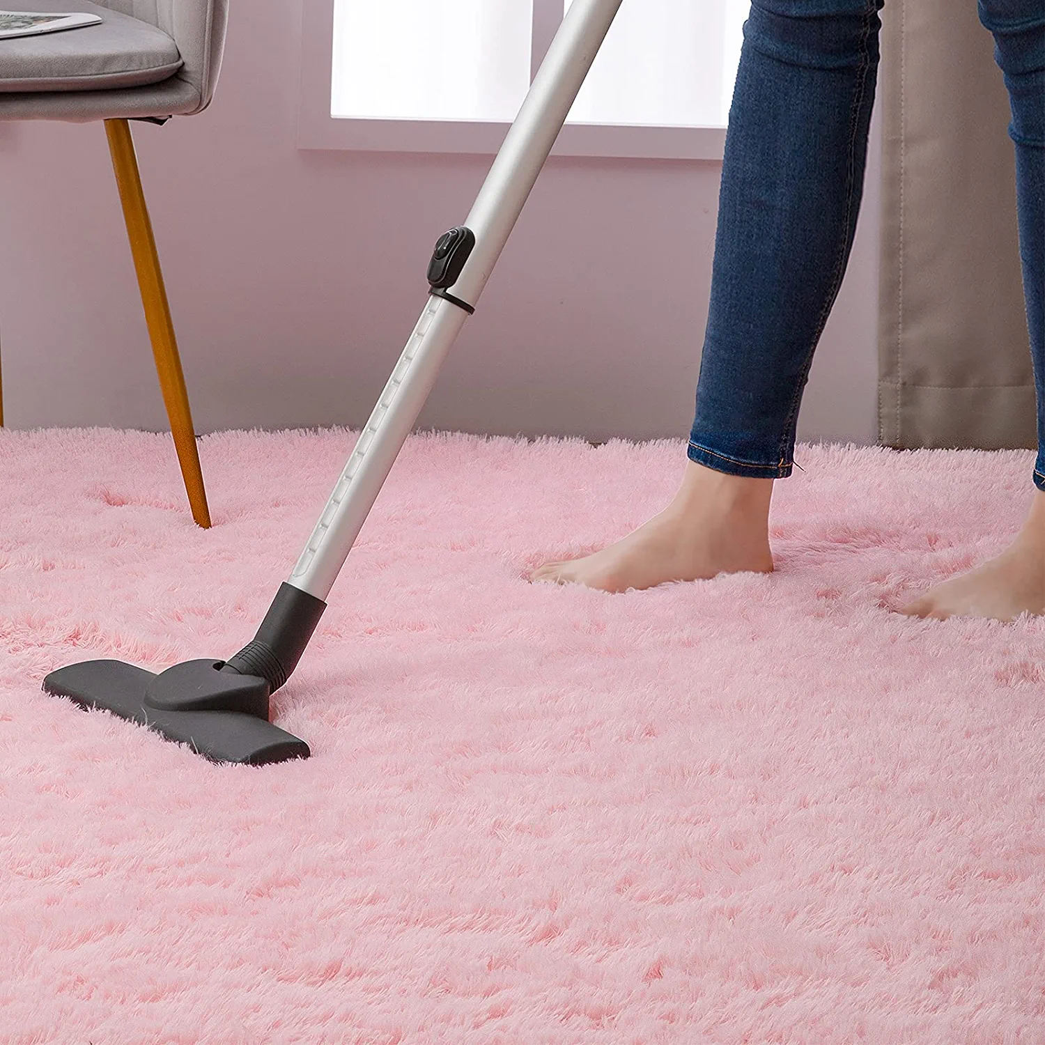 Lochas Fluffy Shag Area Rugs Soft Rugs for Living Room Bedroom Indoor Decor Nursery Carpet, 4'x6',Pink
