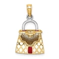 thumbnail image 5 of 14k Two-Tone Gold Red and White Enameled Purse Pendant, 5 of 5