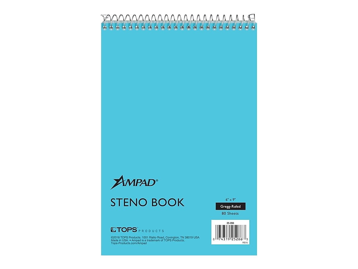 Ampad Steno Pad 6" x 9" Gregg Blue Cover 80 Sheets/Pad (TOP25286) 800979