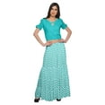 thumbnail image 1 of Moomaya Ethnic Dress For Women Printed Long Skirt And Cold Shoulder Crop Top Set, 1 of 6
