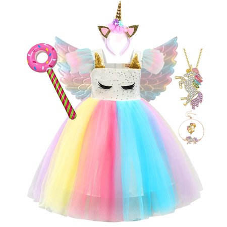 Robe Licorne Enfant de Princesse - Unicorn Party - Bleu Bleu - Prêt-à-Porter