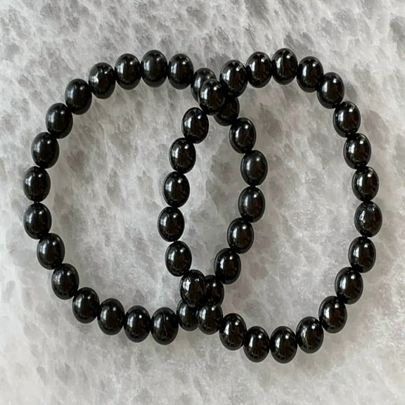 Genuine SHUNGITE Crystal Bracelet 8mm - Round Beads - Beaded Bracelet, EMF Protection, Handmade Jewelry, Healing Crystal Bracelet