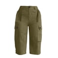 thumbnail image 5 of Bermuda Cargo Shorts for Women Casual Long Knee Length High Waisted Stretch Wide Leg Summer Outdoor Hiking Capri Pants, M, 5 of 6