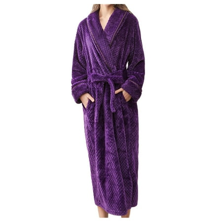 Yuhangmm Women s Robe Bathrobe Solid Coat Sleeved Long Clothes Winter Lengthened Splicing Home Color Leopard Lingerie for Women