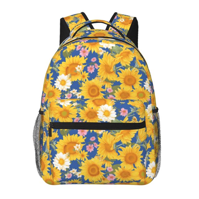 Disketp Vintage White Yellow Sunflower Mochila Estampada para Hombre y Mujer – Mochila Ligera Clásica con Múltiples Bolsillos para Universidad, Trabajo y Viajes-One Size