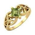 thumbnail image 2 of 5mm Square Shape Natural Peridot 925 Silver Gold Vermeil Celtic Women Mother's Day Gift Ring, 2 of 4