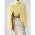 thumbnail image 5 of Womens Cardigan Sets 2 Piece Long Sleeve Shrug Top Cropped Cardigan Jackets with Vest Yellow Set S, 5 of 9