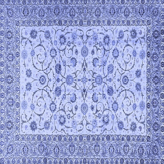 Ahgly Company Machine Washable Indoor Square Persian Blue Traditional Area Rugs, 4' Square