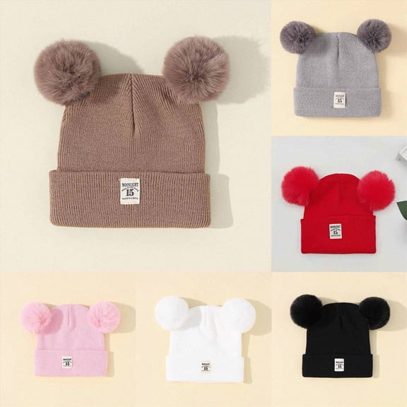 0-36 Months Baby Toddler Beanie Cuffed Beanie Warm Knit Cute Hat with Pom-Pom for Boys Girls Baby Beanies Hat