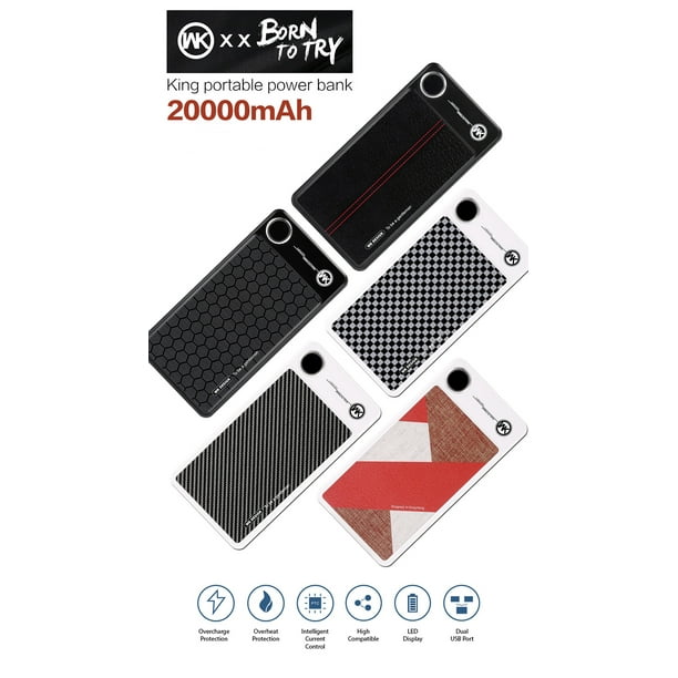 WK King Power Bank 20,000 mAh Ultra High Capacity External Battery Power  Bank for Smartphone & Tablets
