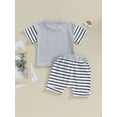 thumbnail image 5 of Musuos Baby Boys Shorts Set, 6 12 18 24M Short Sleeve Crew Neck T-shirt with Striped Shorts Summer Outfit, 5 of 10