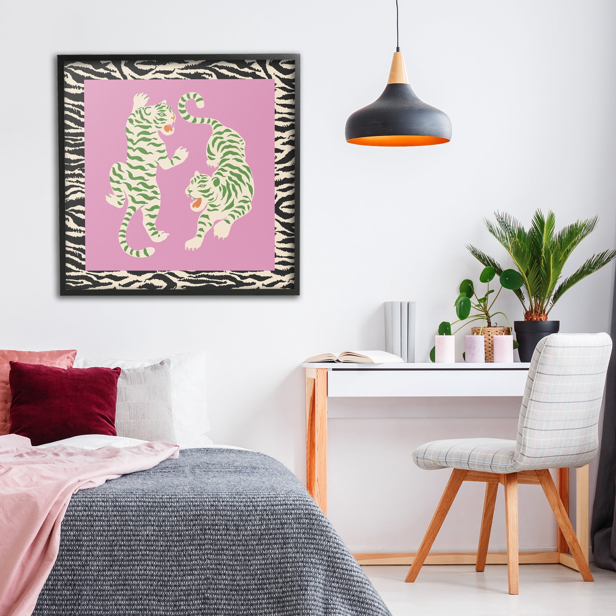 Stupell Industries Purple & Green Twin Tigers Black Framed Giclee Art, design by Karolina Sato