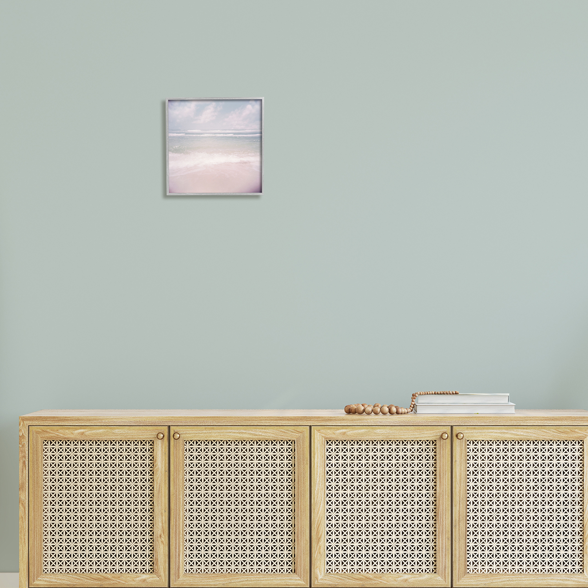 Stupell Pastel Beach Waves Horizon Landscape Painting Gray Framed Art Print Wall Art