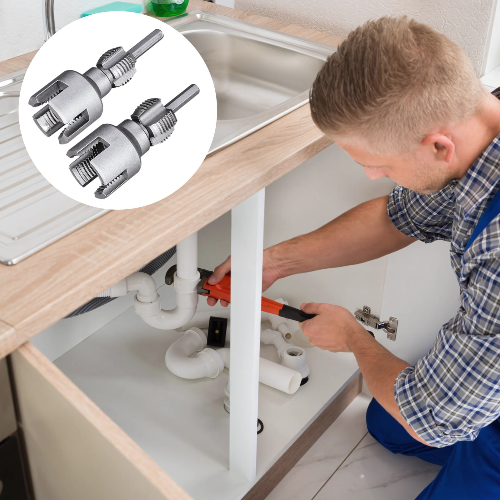 Pipe Threading Tool Set, 2 PCS Alloy Manual Pipe Threader for Inner Hole Cutting, Includes 1/2 in and 3/4 in Sizes, Quality Compact Design for Plumbing Work, Precision Cutting Threads